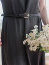 Belt Dress 無肩線傘袖金釦腰帶連身裙/ DS9883