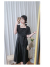Square Collar Dress 麻棉方領修腰顯瘦連身裙/ DS9888 (aliceblue sold out)