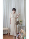 Pleated Dress 全裡布雪紡百褶修腰波浪裙擺連身裙/ DS9882