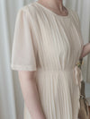 Pleated Dress 全裡布雪紡百褶修腰波浪裙擺連身裙/ DS9882