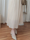 Pleated Dress 全裡布雪紡百褶修腰波浪裙擺連身裙/ DS9882