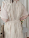 Pleated Dress 全裡布雪紡百褶修腰波浪裙擺連身裙/ DS9882