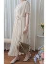 Pleated Dress 全裡布雪紡百褶修腰波浪裙擺連身裙/ DS9882