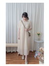 Pleated Dress 全裡布雪紡百褶修腰波浪裙擺連身裙/ DS9882