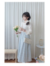 Leaf Floral Skirt 前褶後橡筋葉形印花傘半裙/ SK8881 (black sold out)