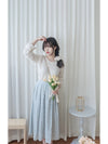 Leaf Floral Skirt 前褶後橡筋葉形印花傘半裙/ SK8881 (black sold out)