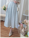 Leaf Floral Skirt 前褶後橡筋葉形印花傘半裙/ SK8881 (black sold out)