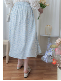 Leaf Floral Skirt 前褶後橡筋葉形印花傘半裙/ SK8881 (black sold out)