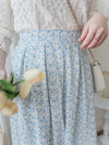 Leaf Floral Skirt 前褶後橡筋葉形印花傘半裙/ SK8881 (black sold out)