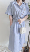 French Stripe 法式直條紋質感恤衫連身裙 Dress/ DS9891