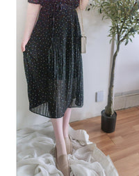Snowdot 花邊圓領細褶飄逸雪點 Dress/ DS9893