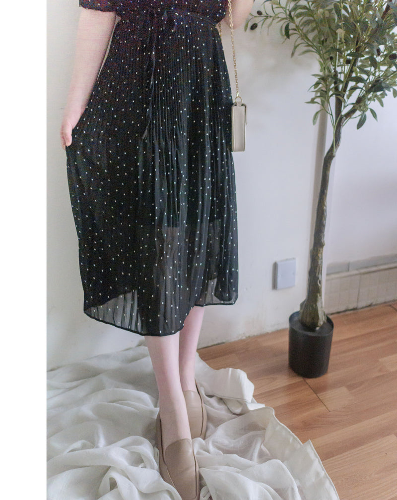 Snowdot 花邊圓領細褶飄逸雪點 Dress/ DS9893