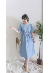 Side Slit Denim V領牛仔色開叉手袖 Dress/ DS9892 (pre-order)