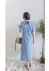 Side Slit Denim V領牛仔色開叉手袖 Dress/ DS9892 (pre-order)