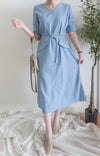 Side Slit Denim V領牛仔色開叉手袖 Dress/ DS9892 (pre-order)
