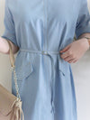 Side Slit Denim V領牛仔色開叉手袖 Dress/ DS9892 (pre-order)