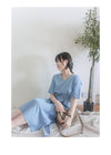 Side Slit Denim V領牛仔色開叉手袖 Dress/ DS9892 (pre-order)