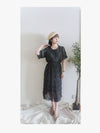 Patterned Lace Floral Dress 格紋通花感印花修腰連身裙/ DS9886