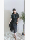 Patterned Lace Floral Dress 格紋通花感印花修腰連身裙/ DS9886