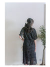 Patterned Lace Floral Dress 格紋通花感印花修腰連身裙/ DS9886