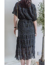 Patterned Lace Floral Dress 格紋通花感印花修腰連身裙/ DS9886