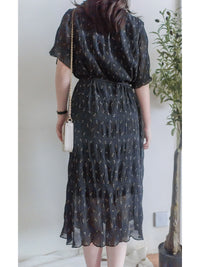 Patterned Lace Floral Dress 格紋通花感印花修腰連身裙/ DS9886