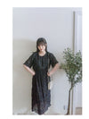 Patterned Lace Floral Dress 格紋通花感印花修腰連身裙/ DS9886
