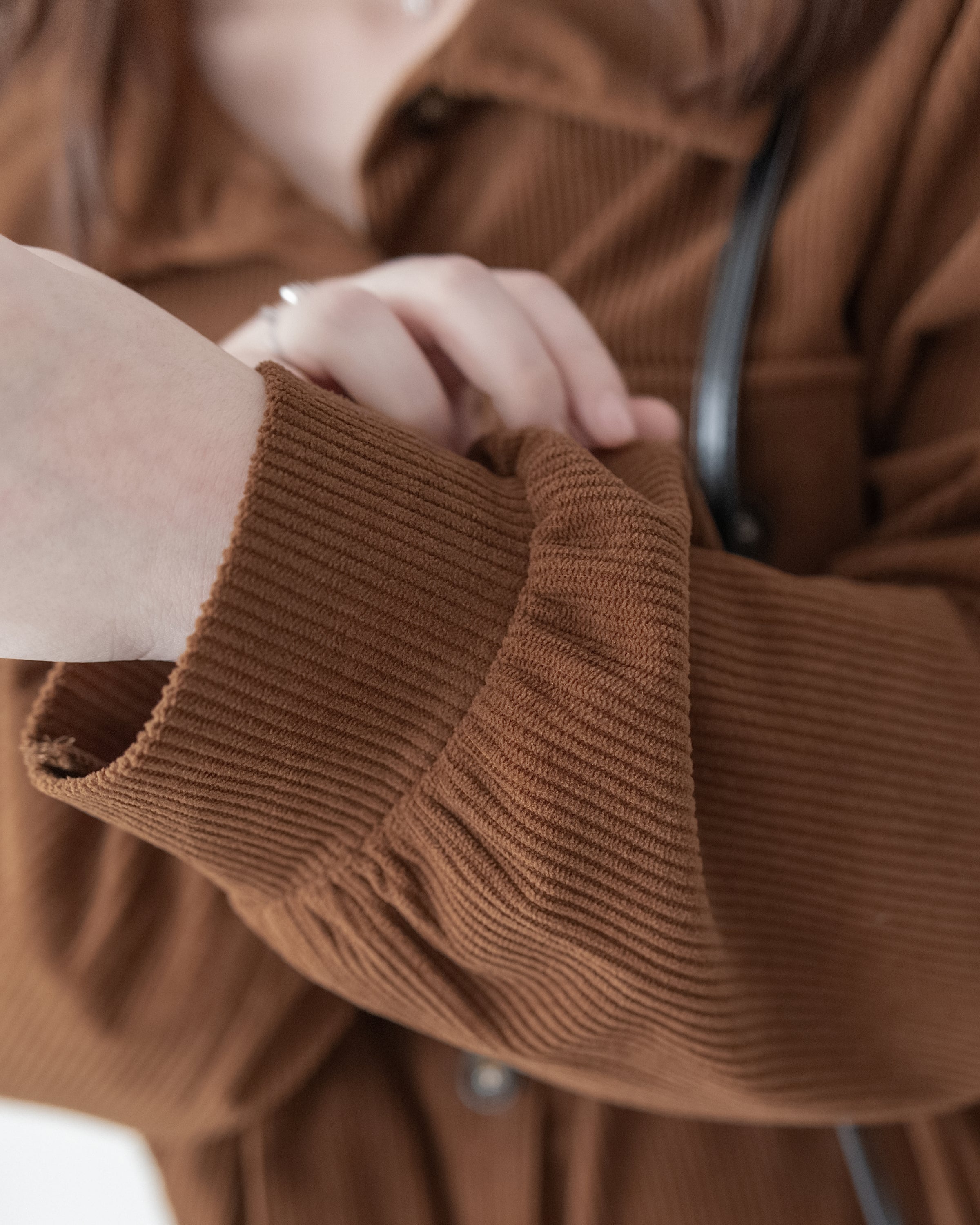 French Dress 燈芯絨暗條紋簡約口袋連身裙或外套/ DS1058 (Pre-order black 2月5日截單)