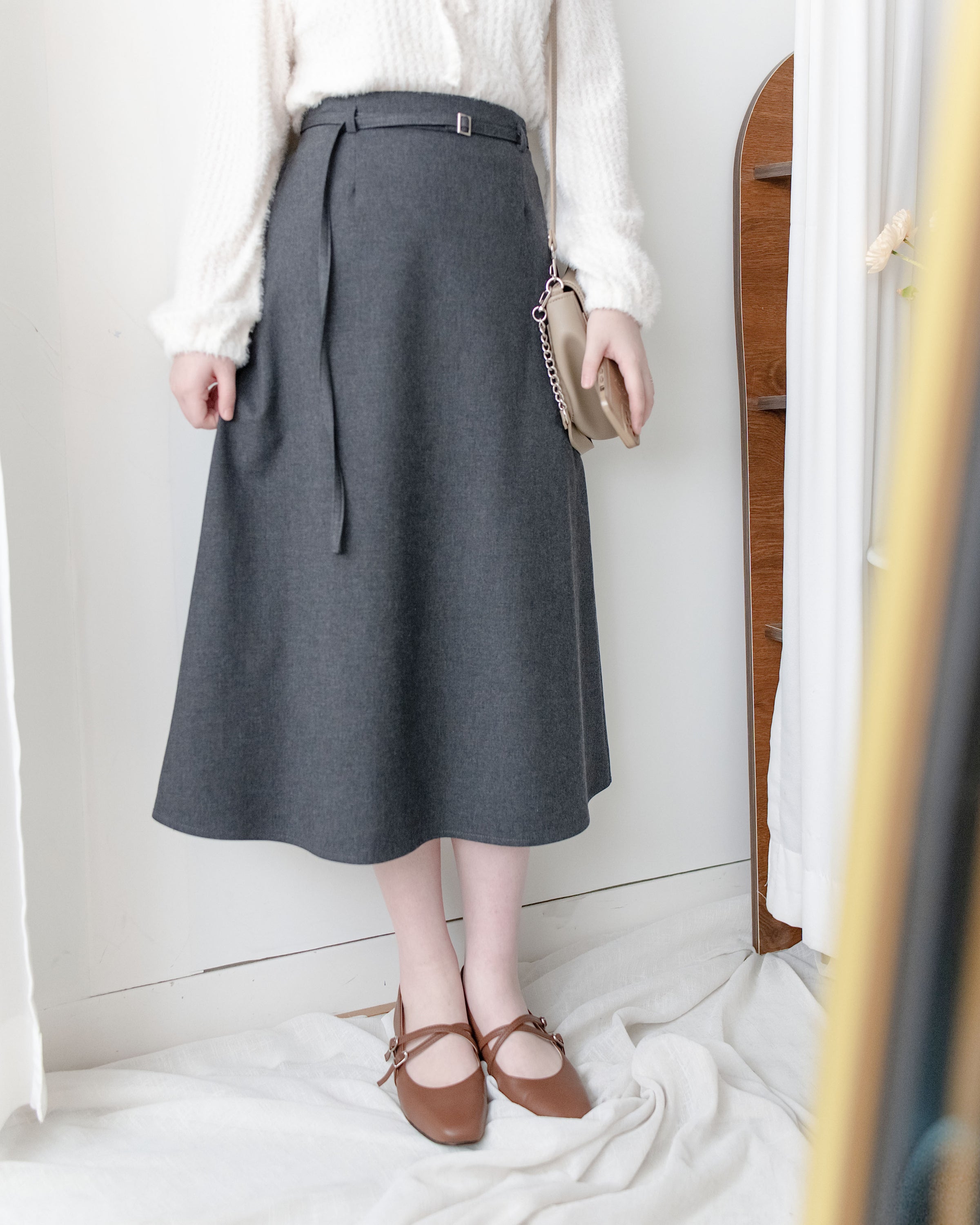 Belted Tailored Skirt 西裝挺感腰帶A形半裙/ SK8927 (Pre-order 2月5日截單)