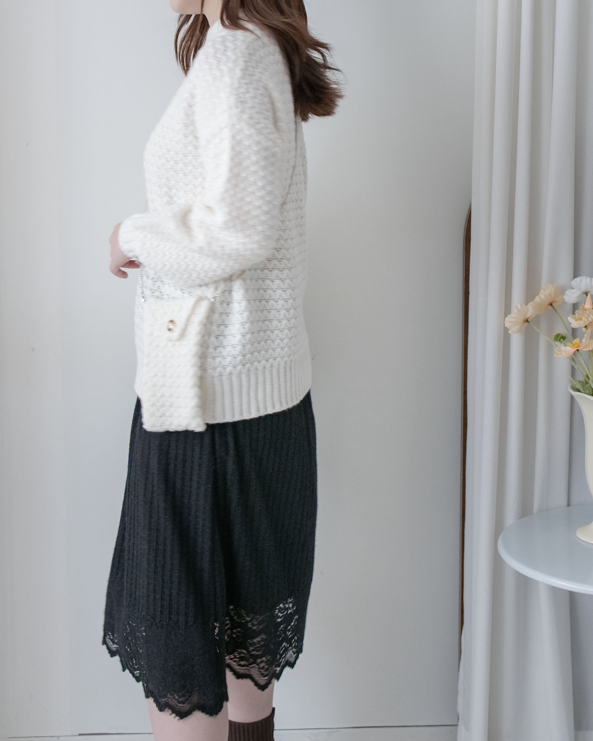 Knit Sweater Chain Bag Set 同織紋鎖鏈小包圓領針織衣套裝/ SE8105