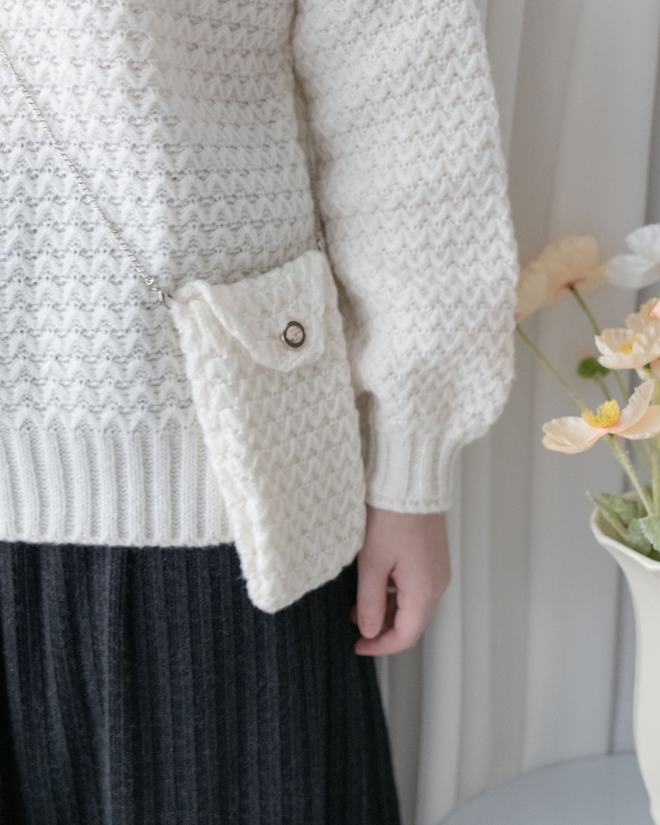 Knit Sweater Chain Bag Set 同織紋鎖鏈小包圓領針織衣套裝/ SE8105