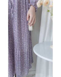 BabyBreath Pleated Dress 滿天星印花繫帶飄逸百褶長裙/ DS1063 (Pre-order lavender 2月5日截單)