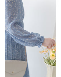 BabyBreath Pleated Dress 滿天星印花繫帶飄逸百褶長裙/ DS1063 (Pre-order lavender 2月5日截單)