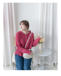 V-neck Hooded Knit Top 連帽 V 領針織上衣/ TP9207