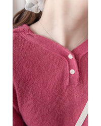 V-neck Hooded Knit Top 連帽 V 領針織上衣/ TP9207