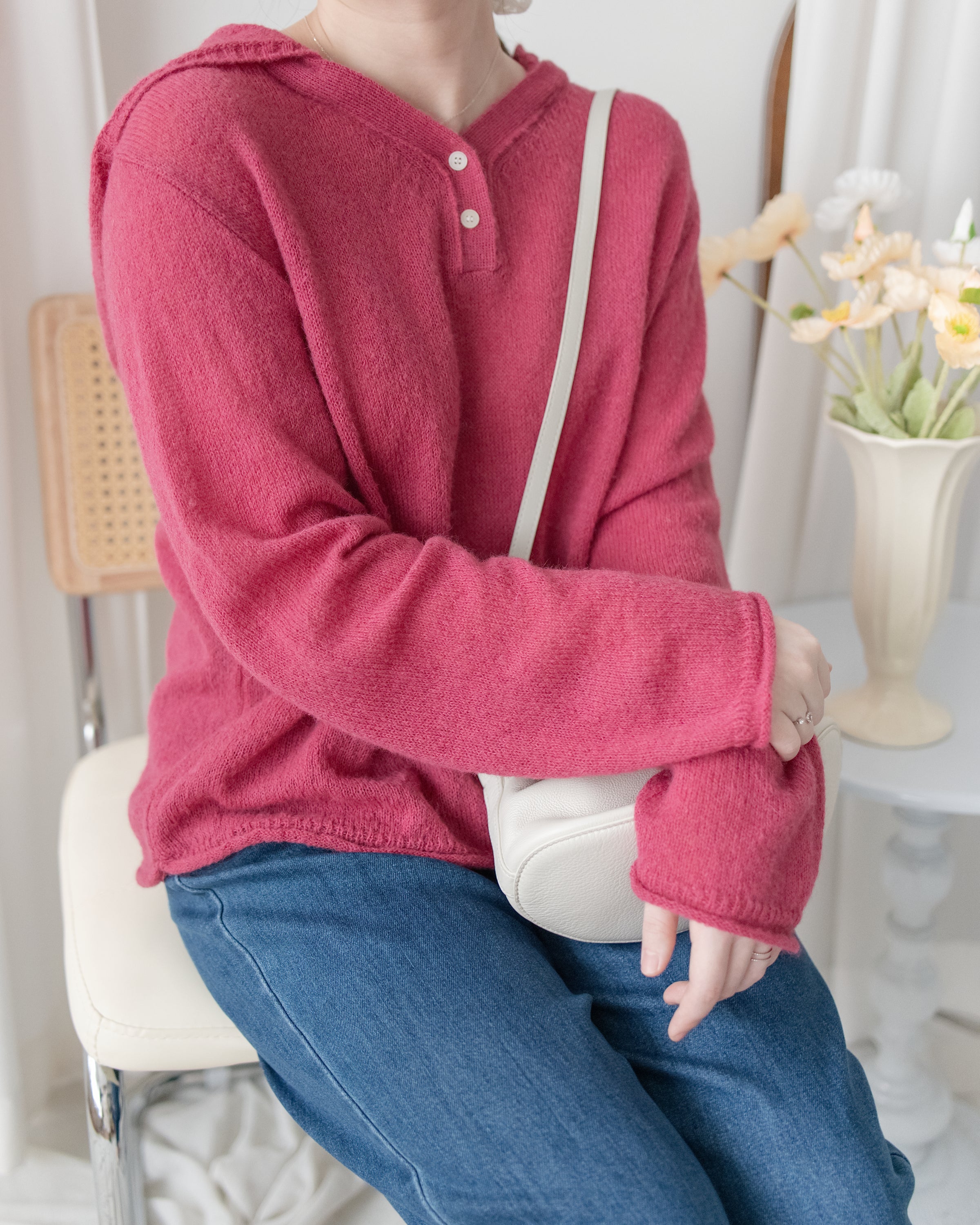 V-neck Hooded Knit Top 連帽 V 領針織上衣/ TP9207