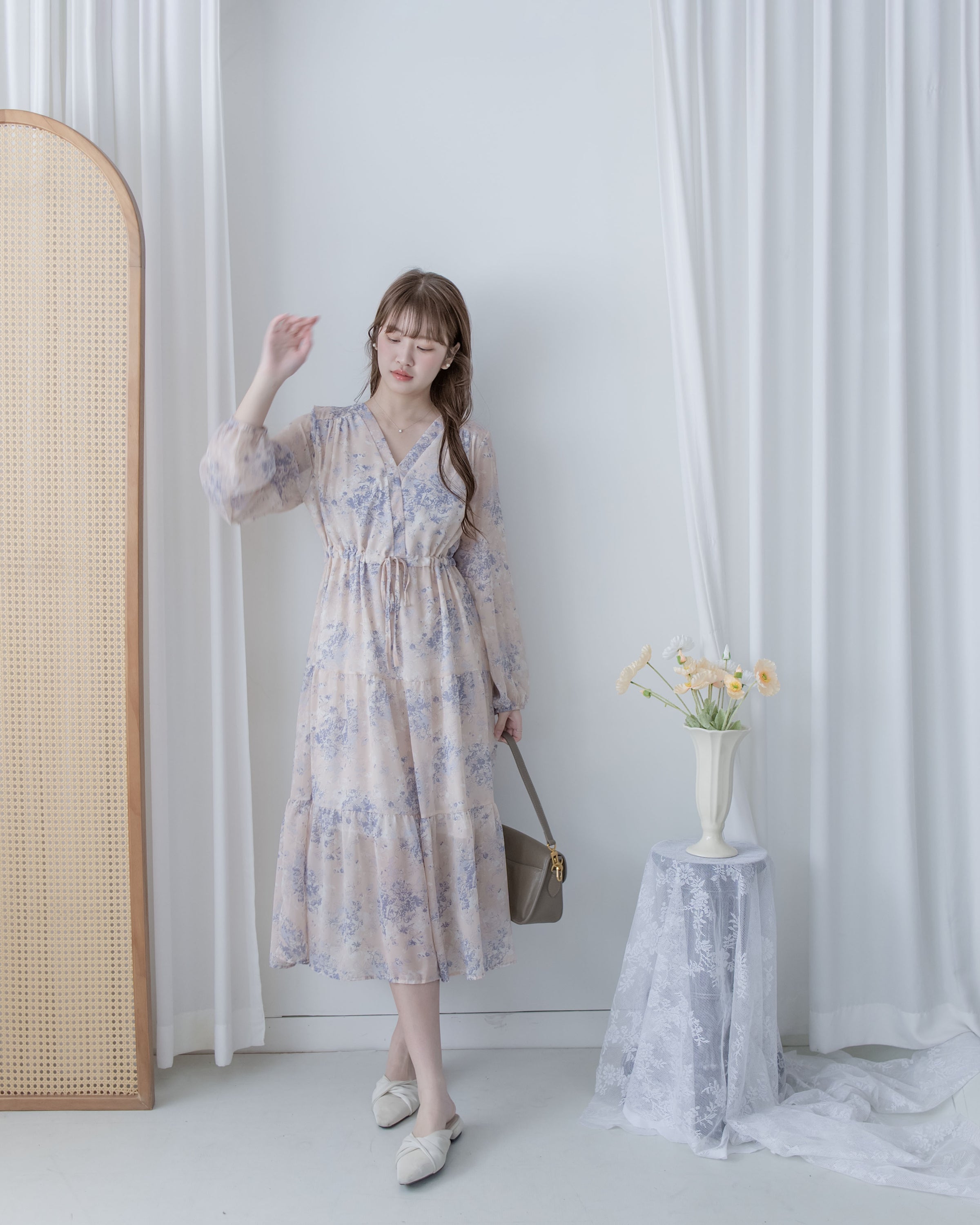 [Style 3] Pastel Watercolor Floral Dress 暈染水彩顯瘦印花長裙/ DS1075（優惠至 2月13日）