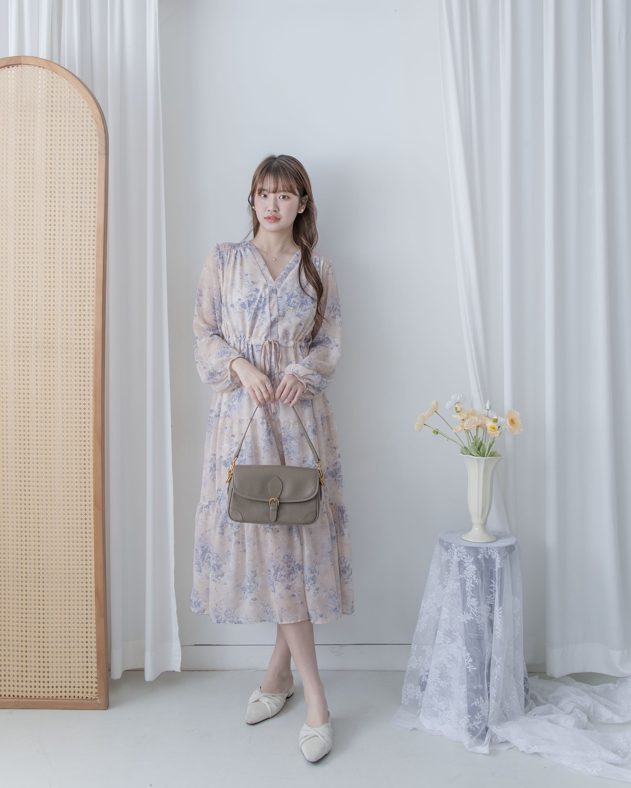 [Style 3] Pastel Watercolor Floral Dress 暈染水彩顯瘦印花長裙/ DS1075（優惠至 2月13日）
