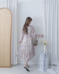 [Style 3] Pastel Watercolor Floral Dress 暈染水彩顯瘦印花長裙/ DS1075（優惠至 2月13日）