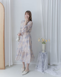 [Style 3] Pastel Watercolor Floral Dress 暈染水彩顯瘦印花長裙/ DS1075（優惠至 2月13日）