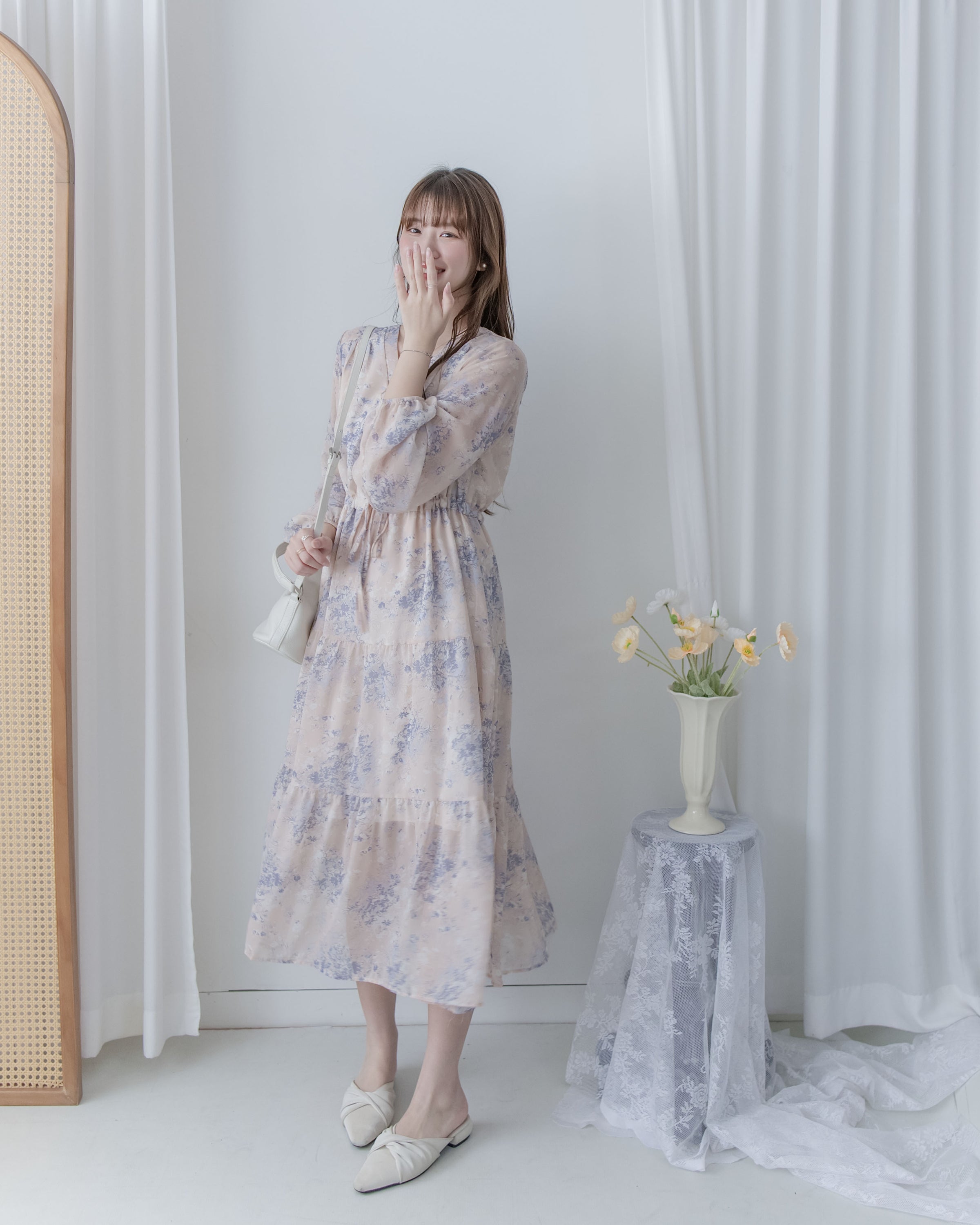 [Style 3] Pastel Watercolor Floral Dress 暈染水彩顯瘦印花長裙/ DS1075（優惠至 2月13日）