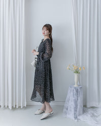 [Style 5] Dot Branches Dress 點點花枝印花雙層細褶質感連身裙/ DS1074（優惠至 2月13日）