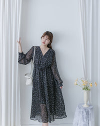 [Style 5] Dot Branches Dress 點點花枝印花雙層細褶質感連身裙/ DS1074（優惠至 2月13日）