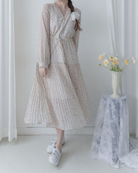 [Style 5] Dot Branches Dress 點點花枝印花雙層細褶質感連身裙/ DS1074（優惠至 2月13日）