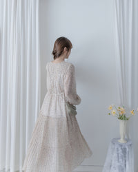 [Style 5] Dot Branches Dress 點點花枝印花雙層細褶質感連身裙/ DS1074（優惠至 2月13日）