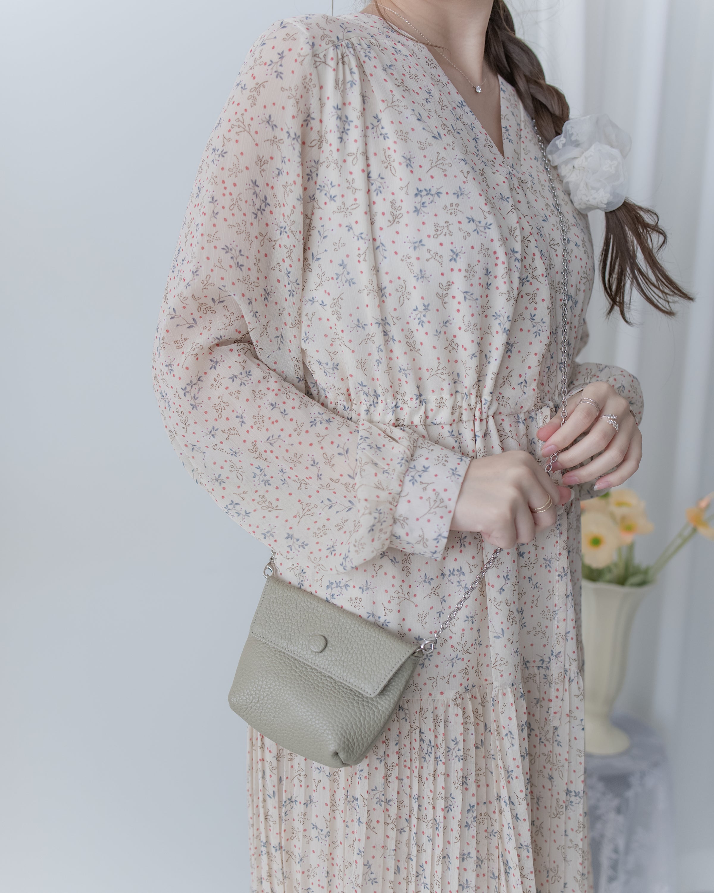 [Style 5] Dot Branches Dress 點點花枝印花雙層細褶質感連身裙/ DS1074（優惠至 2月13日）