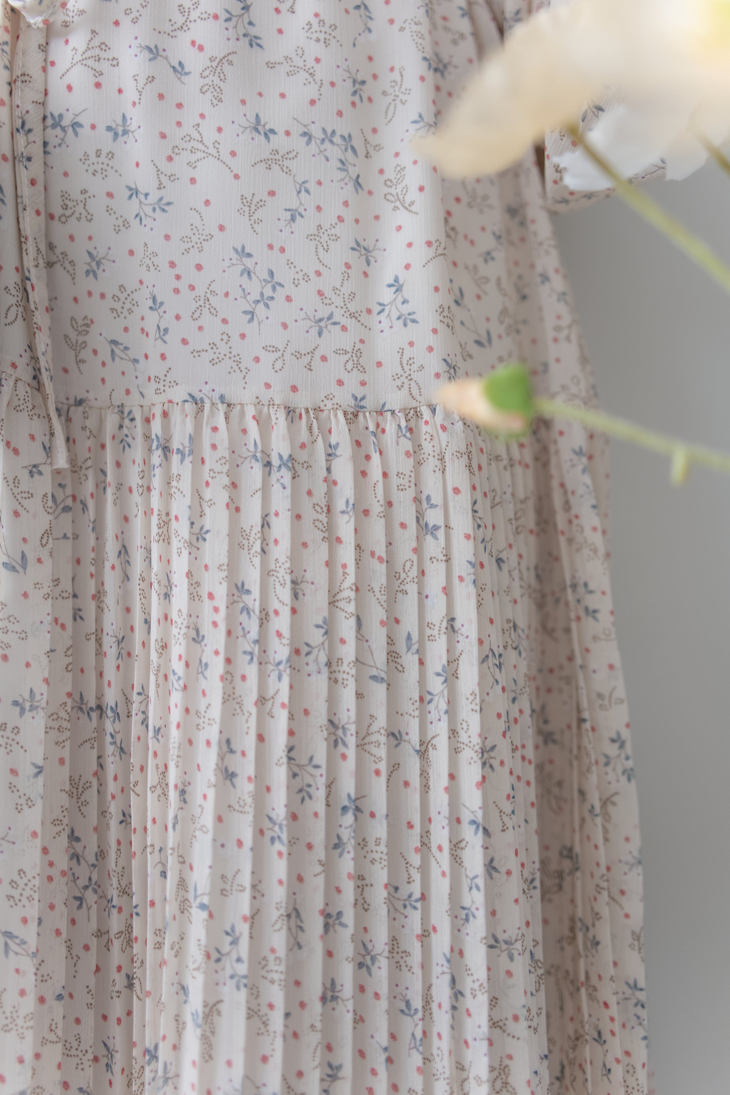 [Style 5] Dot Branches Dress 點點花枝印花雙層細褶質感連身裙/ DS1074（優惠至 2月13日）