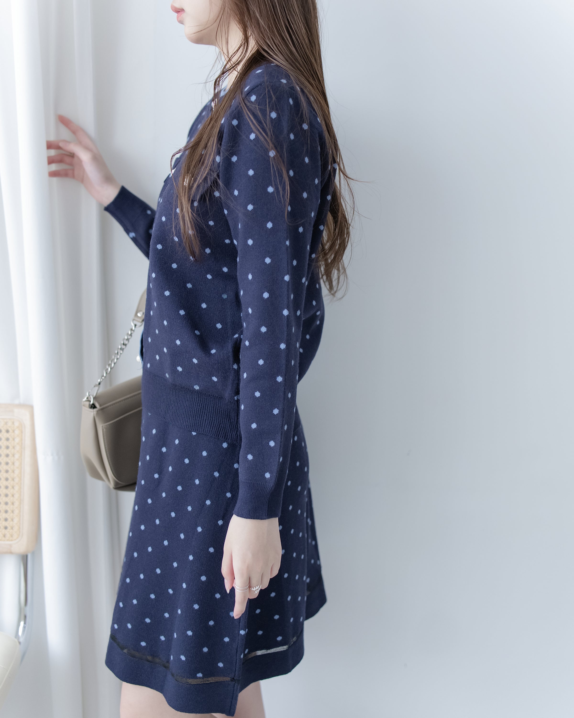 [Style 4] Polka Dot Knit Set 小圓點針織通花邊線精緻套裝/ SE8107（優惠至 2月13日）