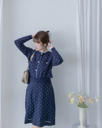 [Style 4] Polka Dot Knit Set 小圓點針織通花邊線精緻套裝/ SE8107（優惠至 2月13日）