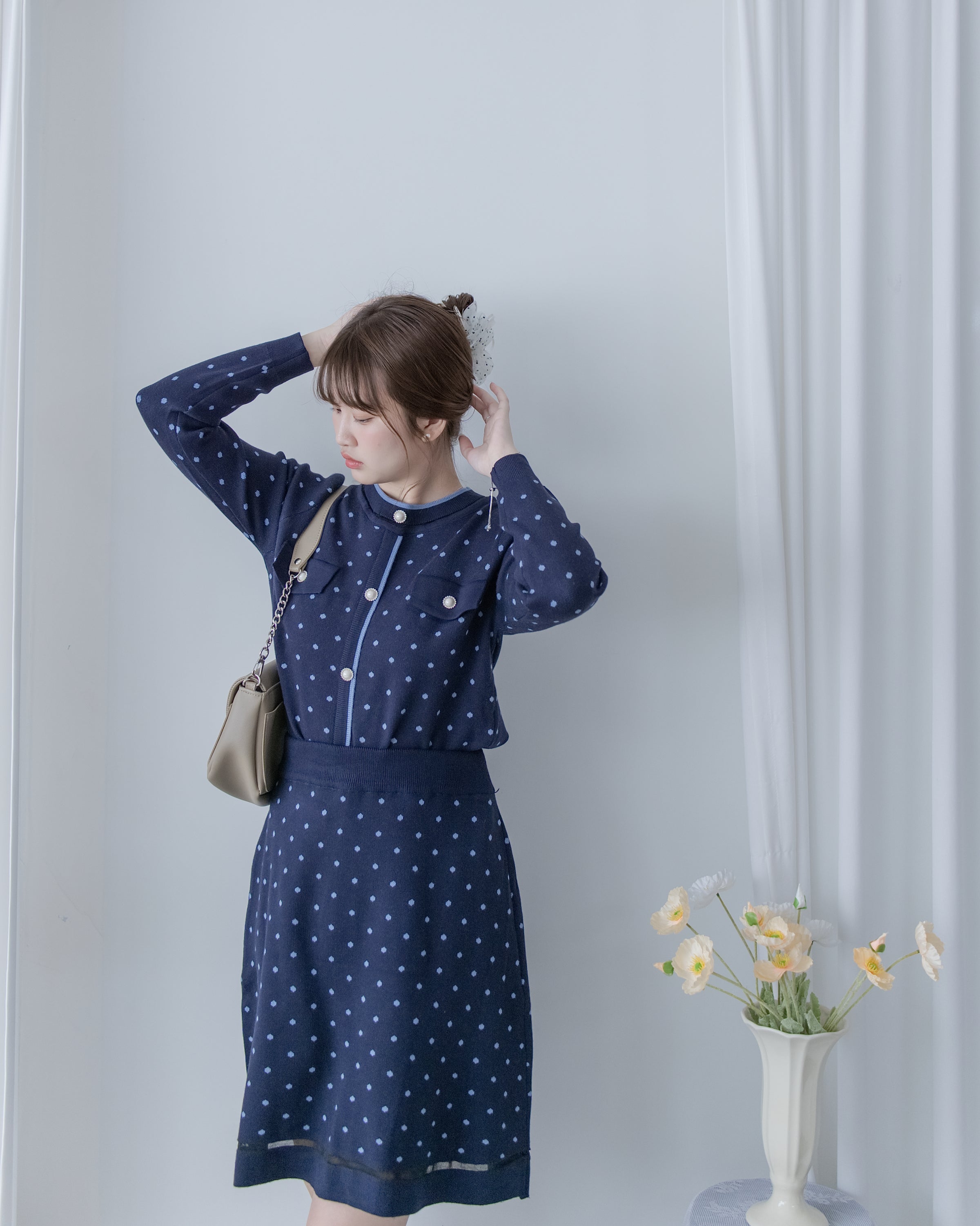 [Style 4] Polka Dot Knit Set 小圓點針織通花邊線精緻套裝/ SE8107（優惠至 2月13日）